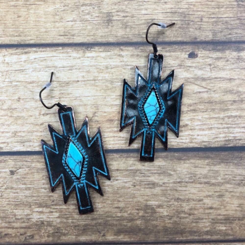 New Ganado Navajo Inspired Bronze Patina Earrings